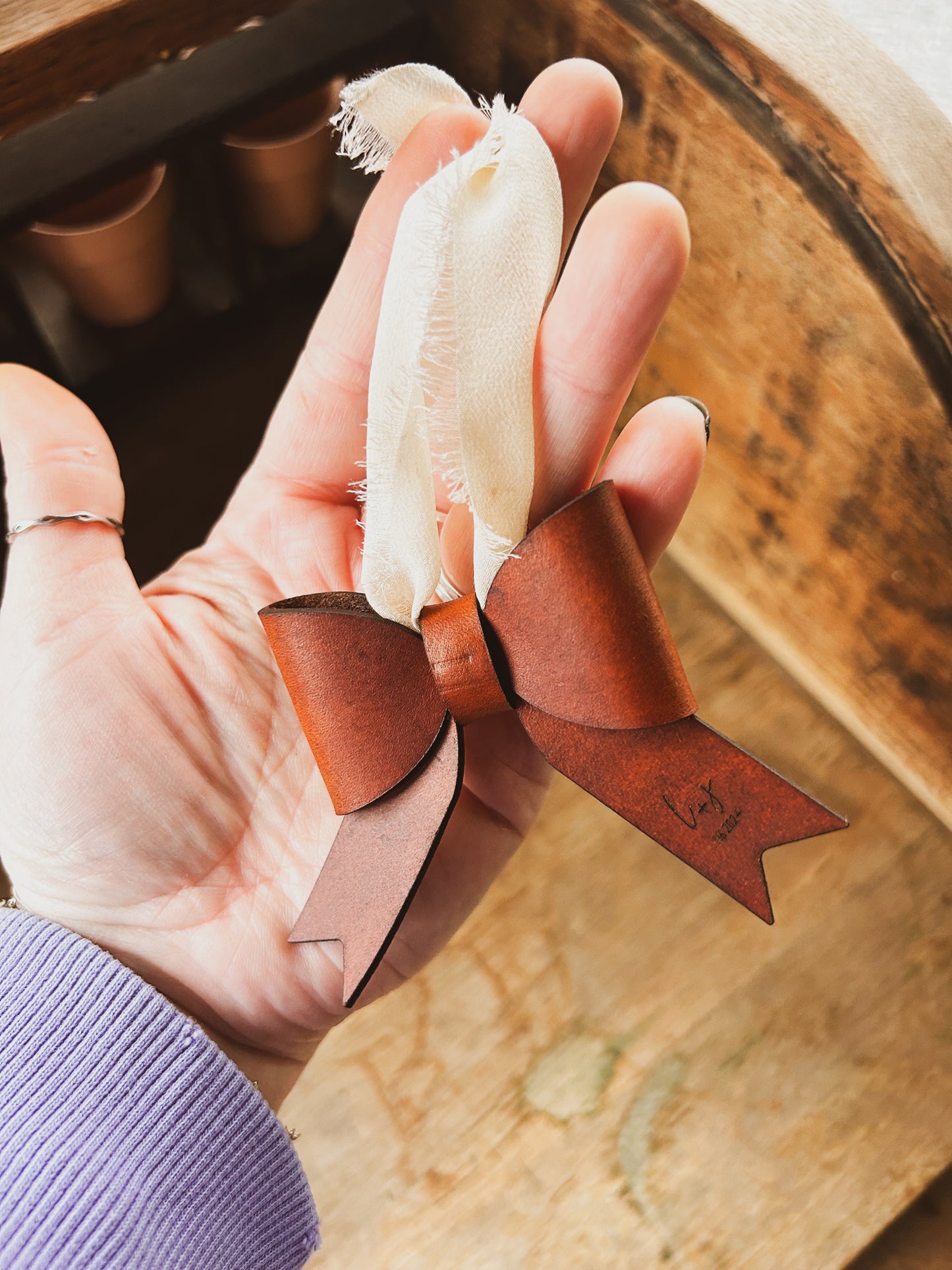 Leather Bow Ornament