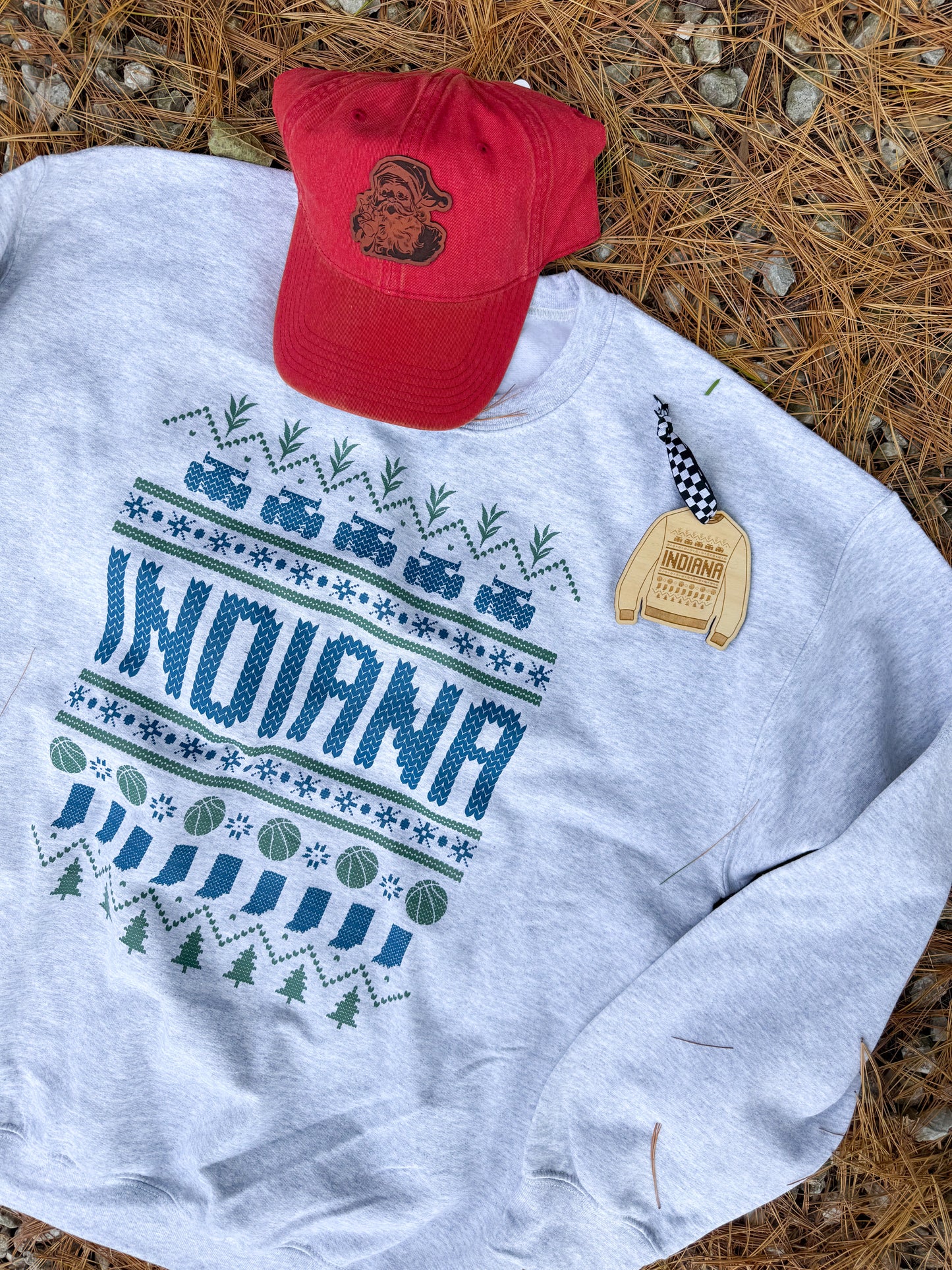 Iconic Indiana Christmas Sweatshirt - Ash Gray
