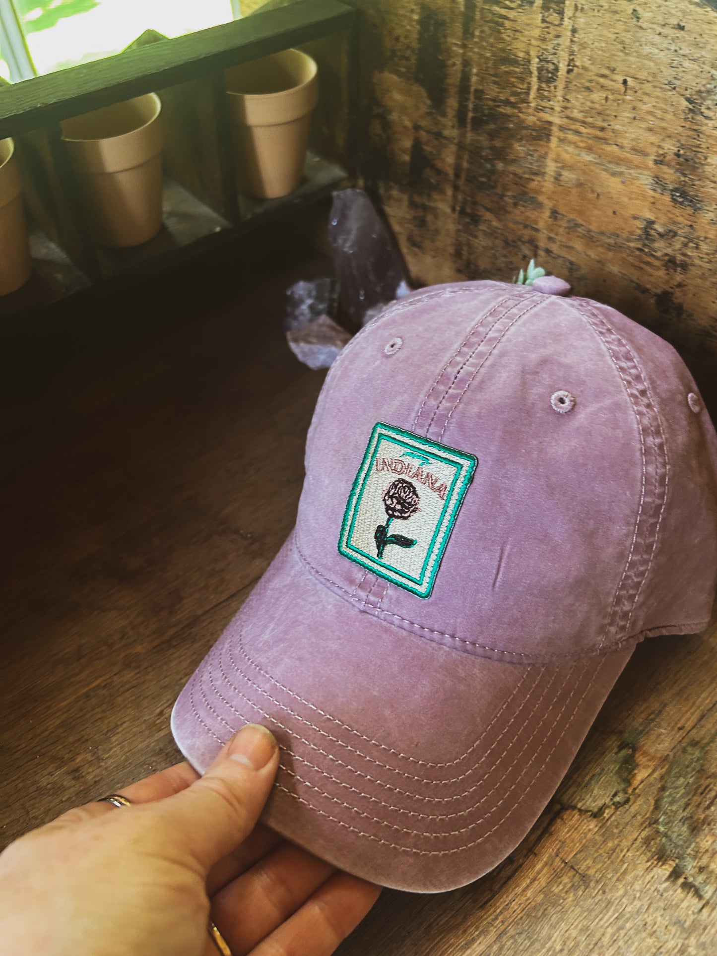 Indiana Peony Embroidered Patch Hat