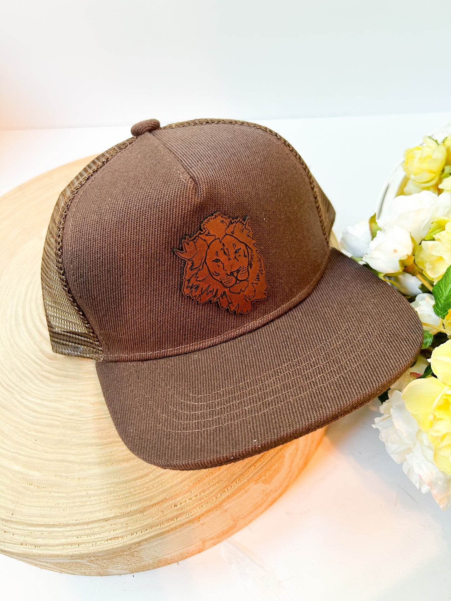 Lion Leather Patch Hat