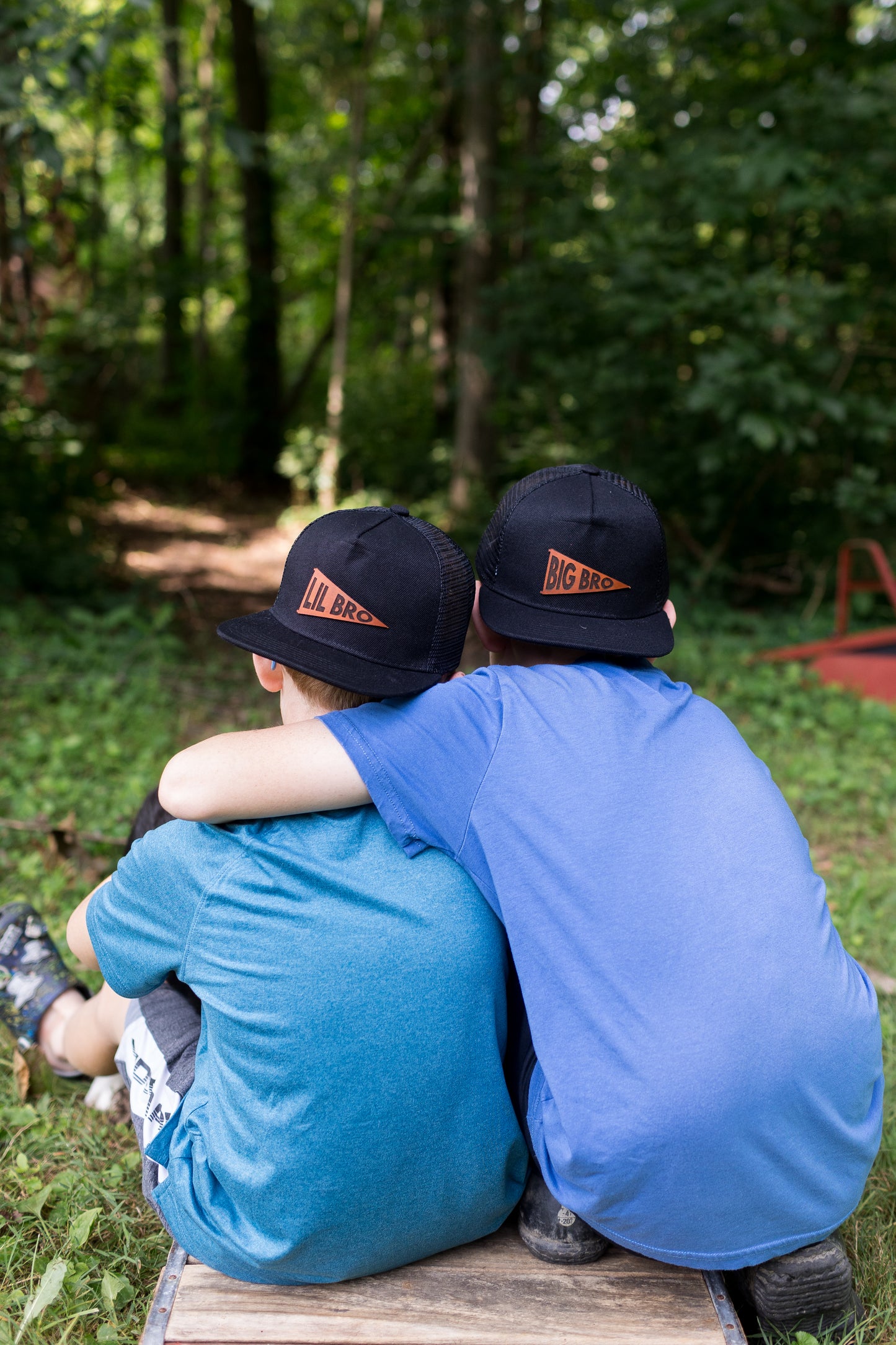 Big Bro and Lil Bro Pennant Leather Patch Hat - Black - Kids Size
