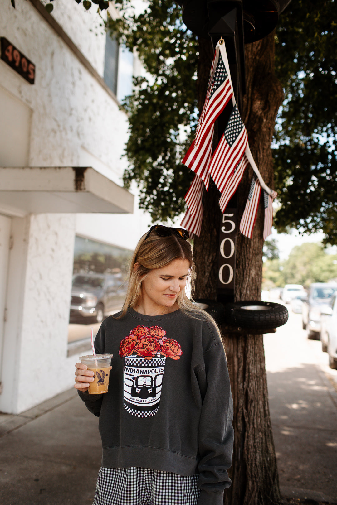 Indy 500 Popcorn Peony Tin Mid Length Sweatshirt