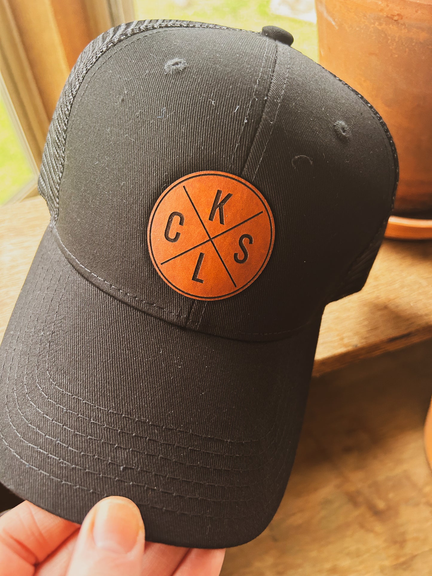 Kids Initials Leather Patch Hat