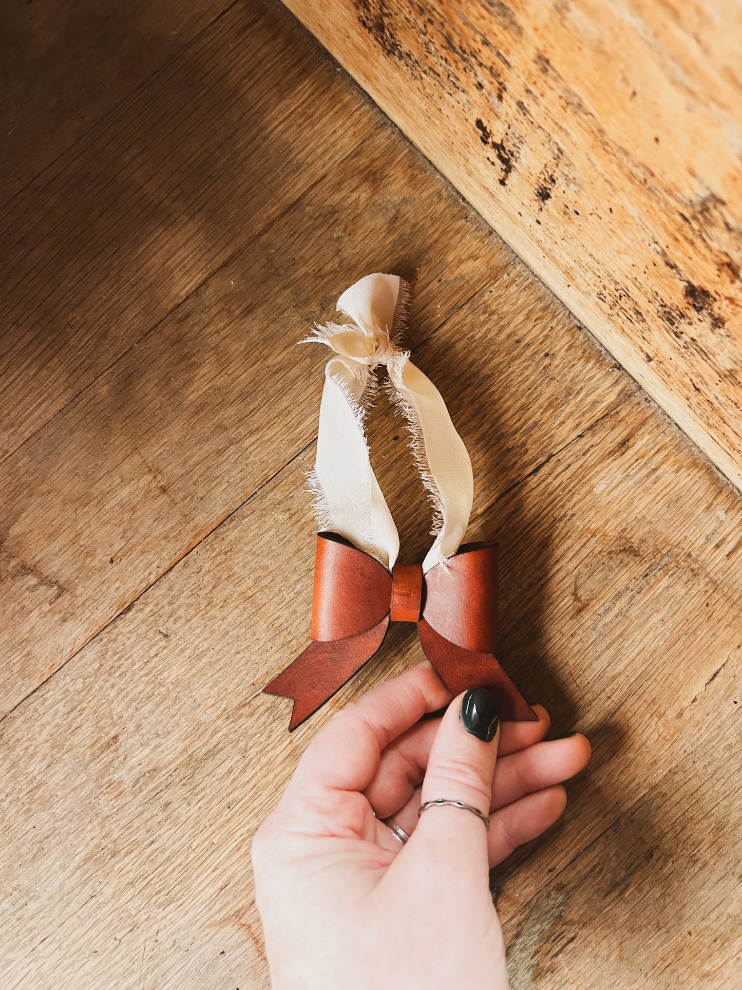 Leather Bow Ornament