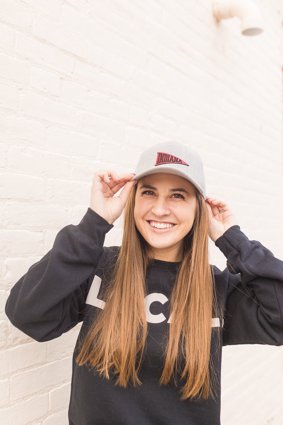 Indiana Pennant Leather Patch Hat on Baseball Hat