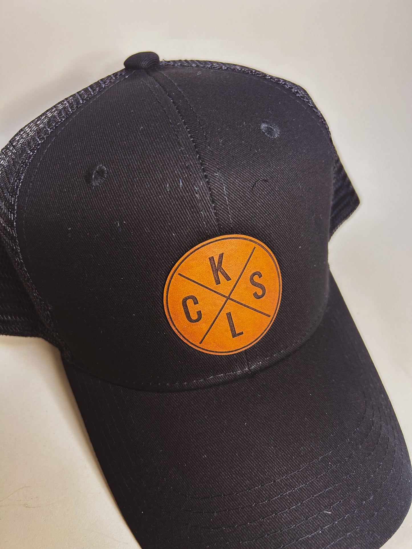 Kids Initials Leather Patch Hat