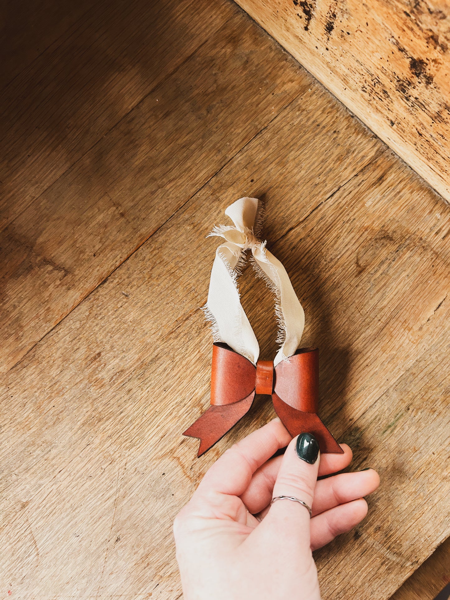 Leather Bow Ornament
