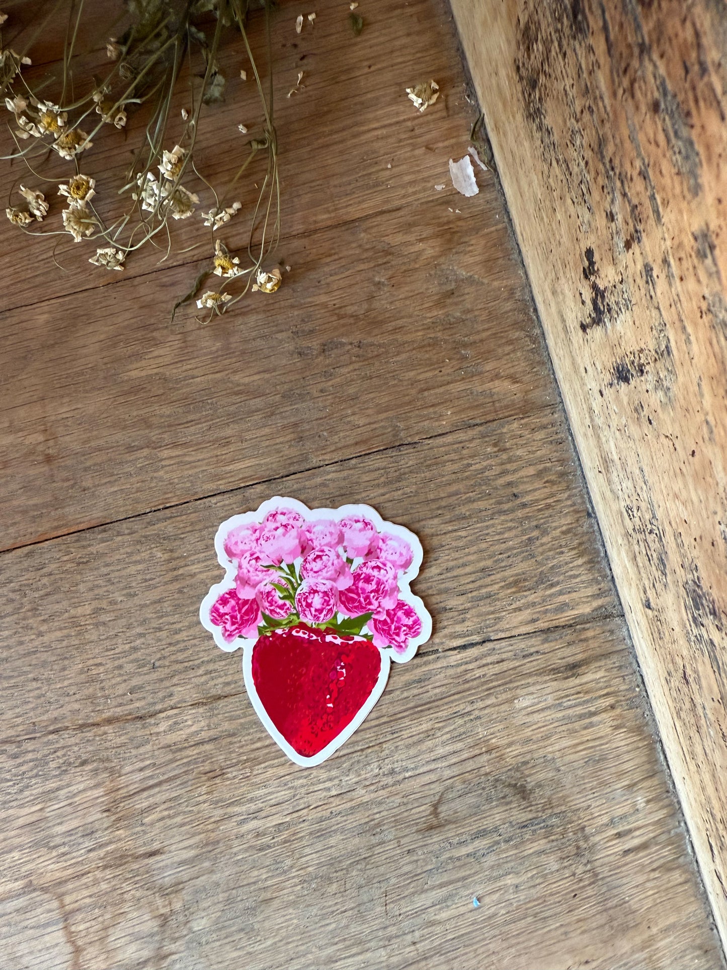 Strawberry Peony Sticker