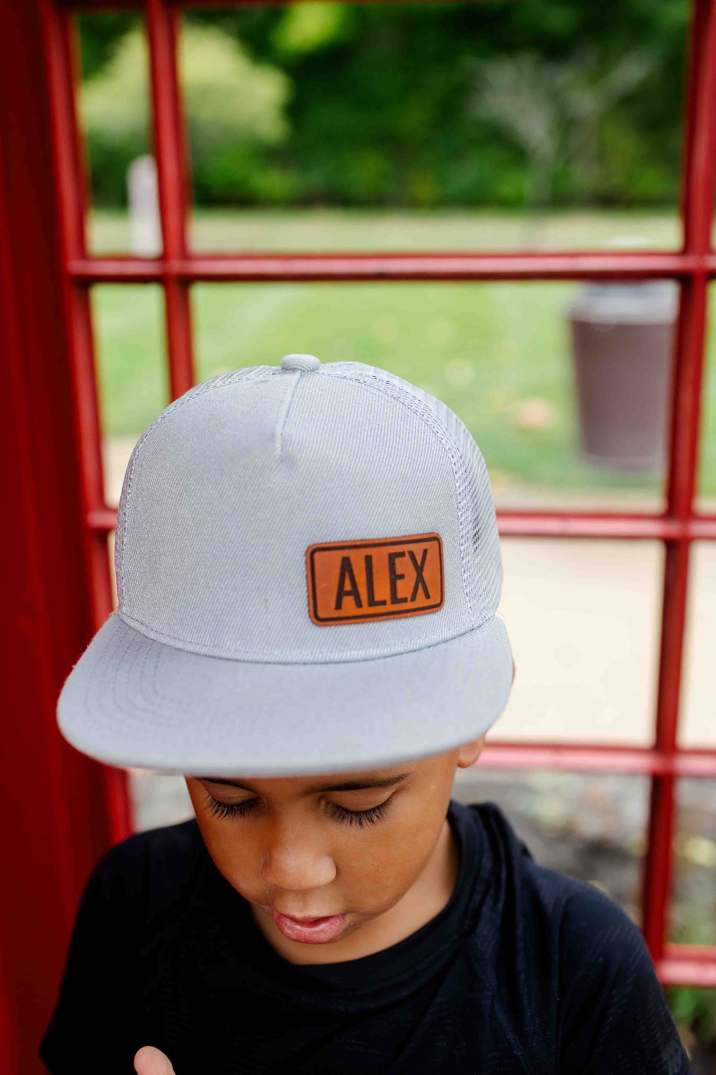 Kids Name Hat - Modern Font - Personalized Leather Patch