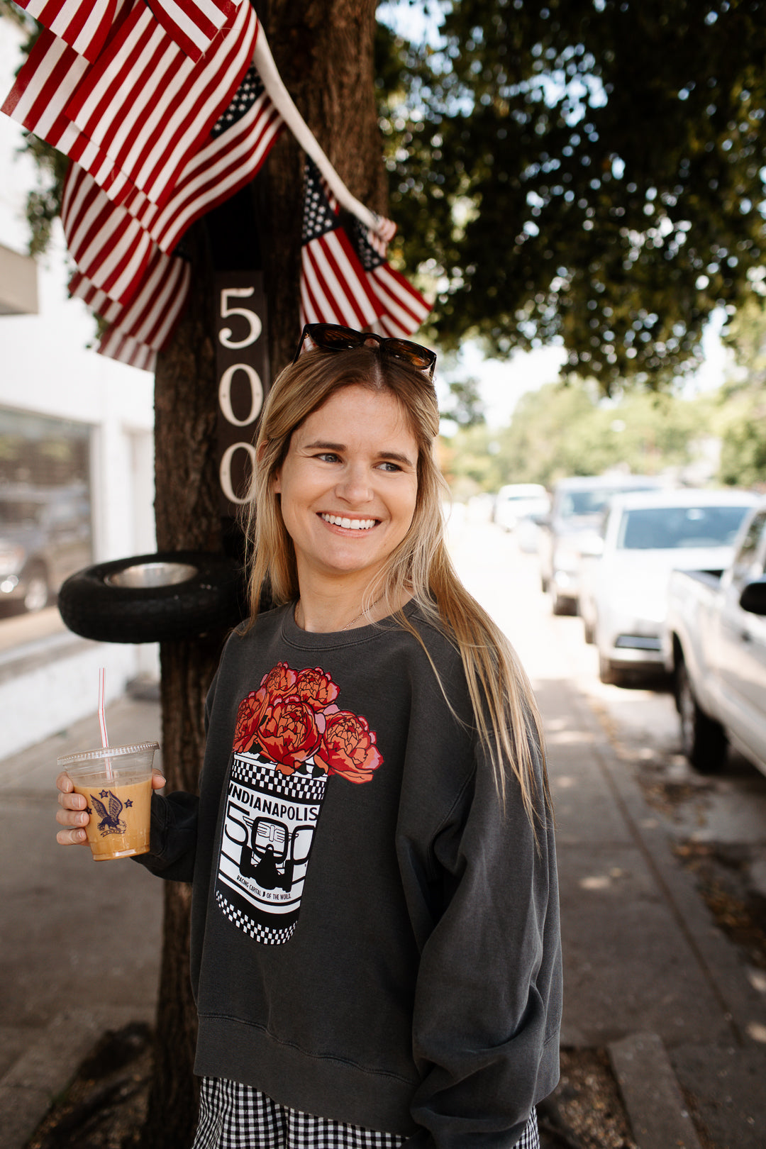 Indy 500 Popcorn Peony Tin Mid Length Sweatshirt