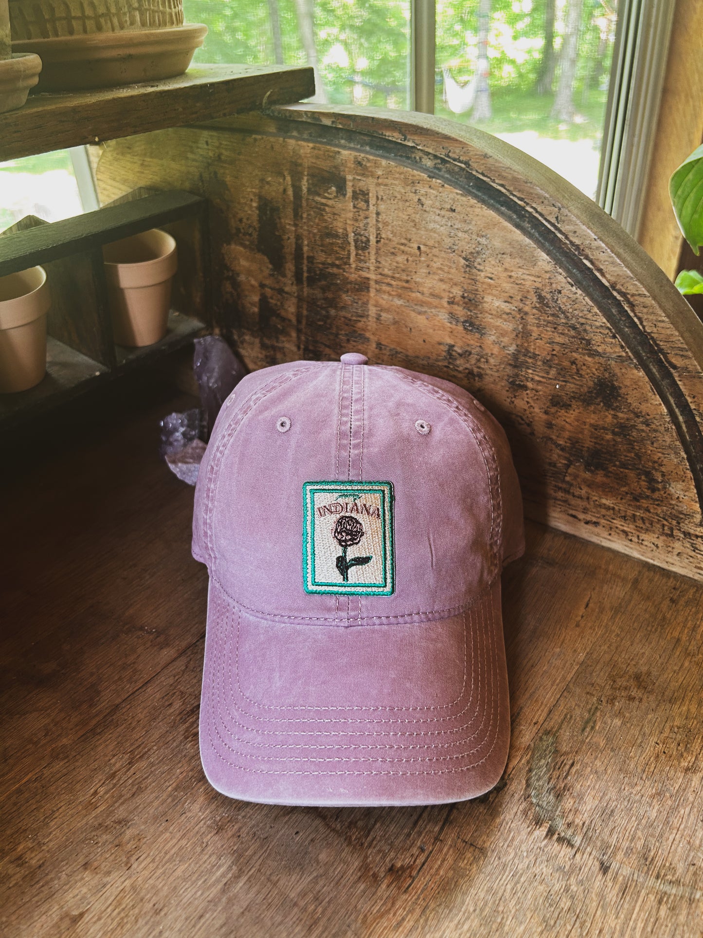 Indiana Peony Embroidered Patch Hat
