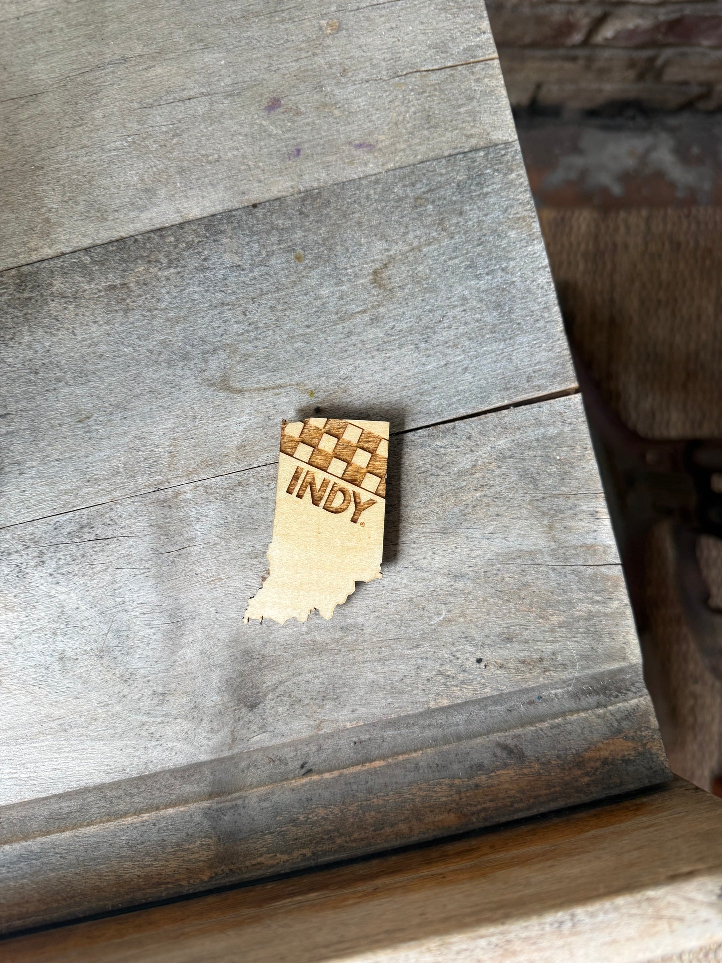 Indy Racing Wooden Indiana Magnet
