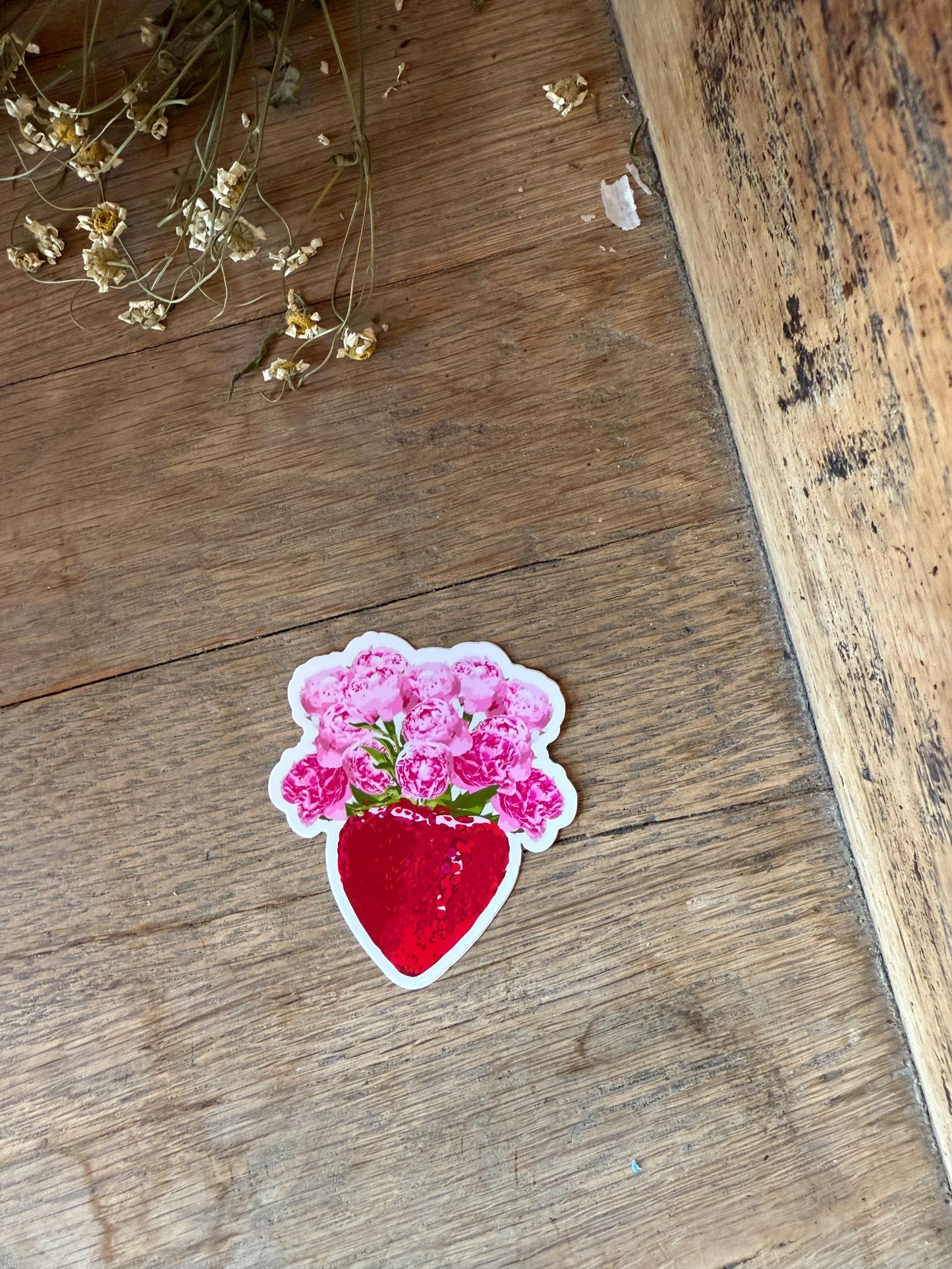 Strawberry Peony Sticker