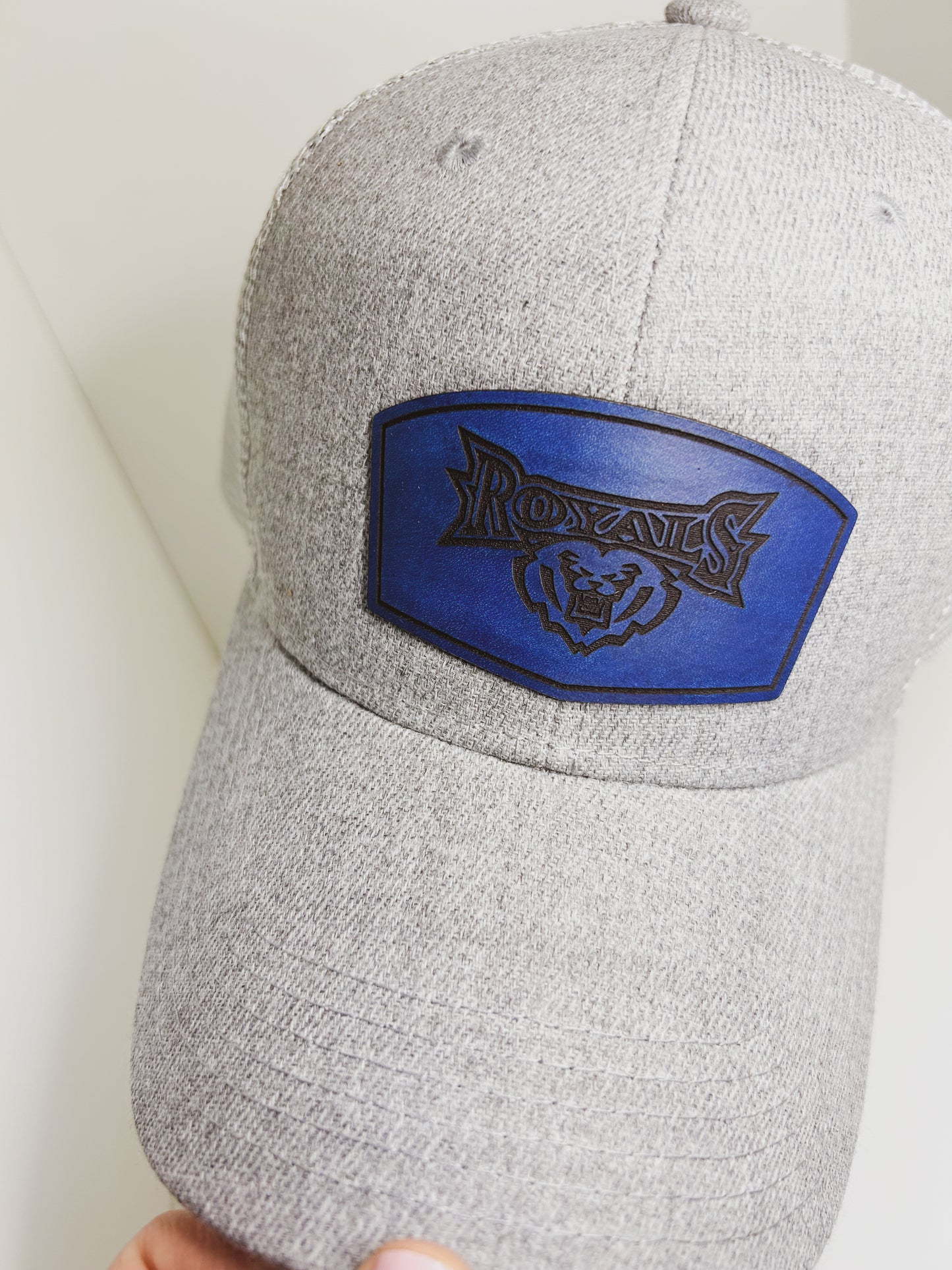 HSE Royals Rectangle Arch Leather Patch - Heather Gray Baseball Hat