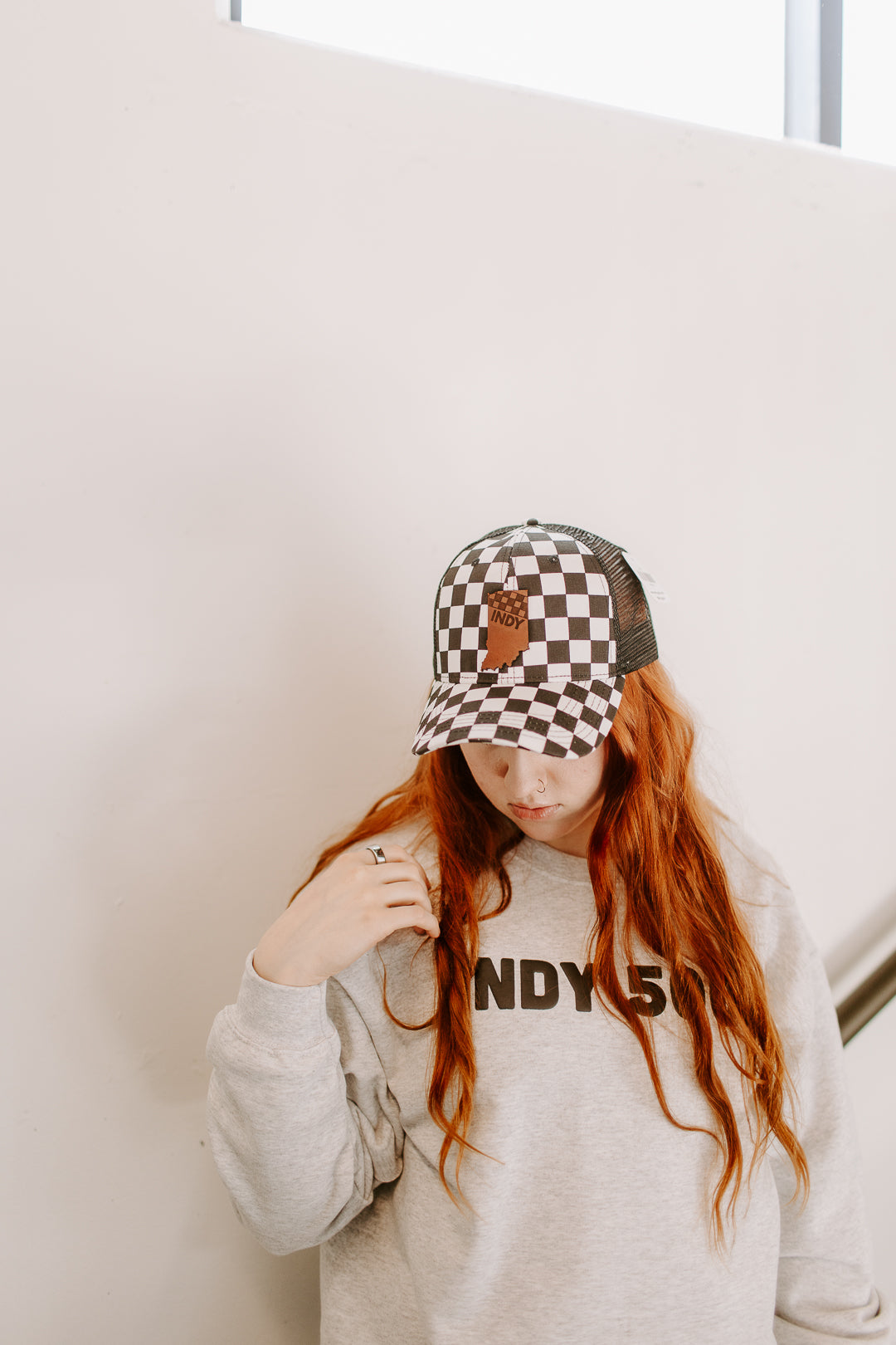 Indy Racing Leather Patch Hat - Checkered