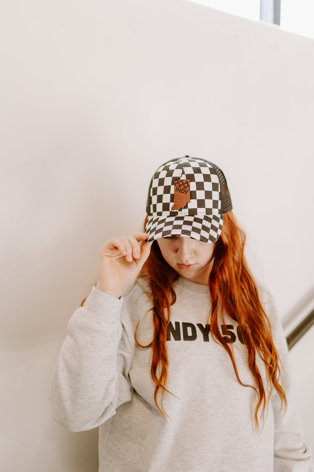 Indy Racing Leather Patch Hat - Checkered