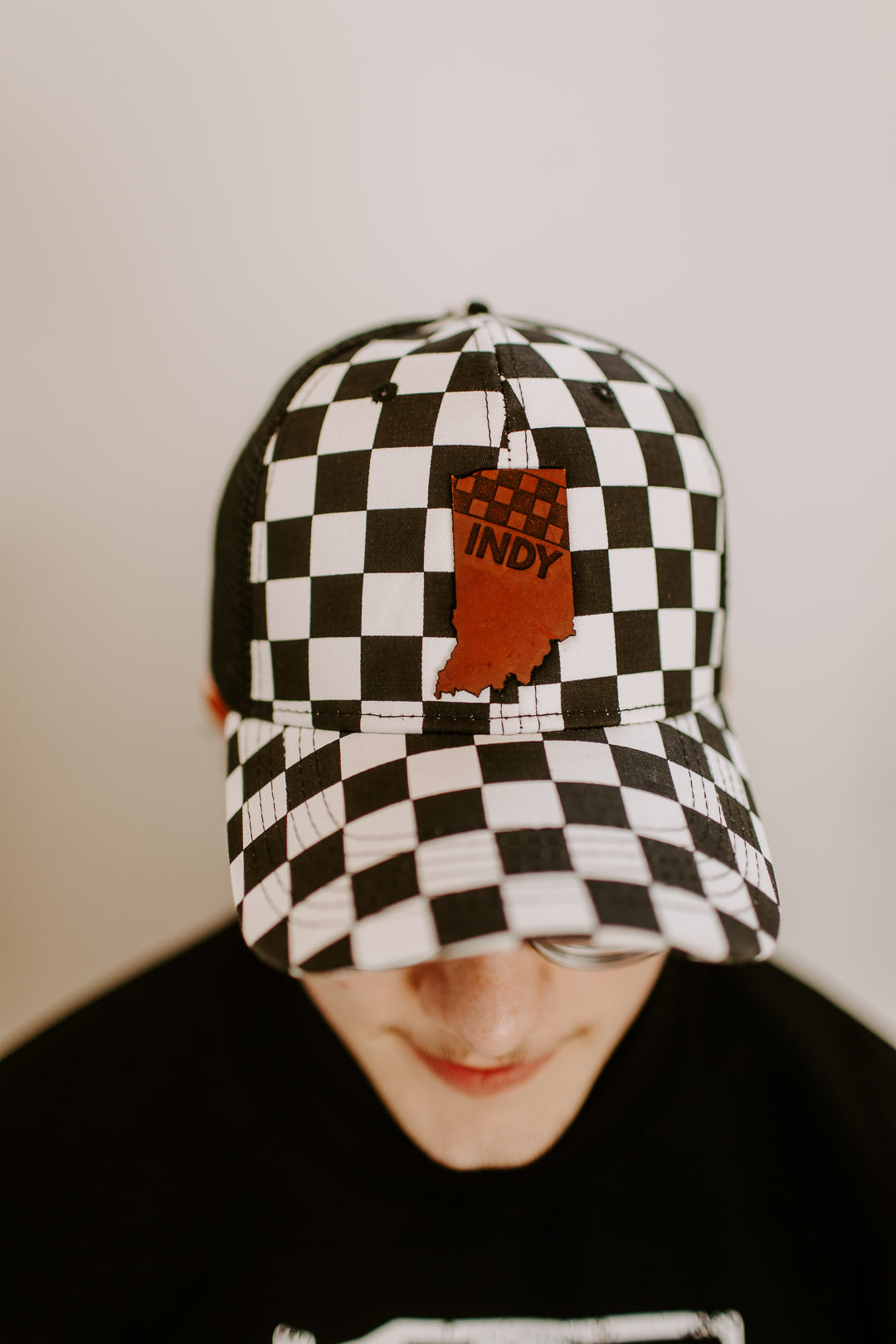 Indy Racing Leather Patch Hat - Checkered