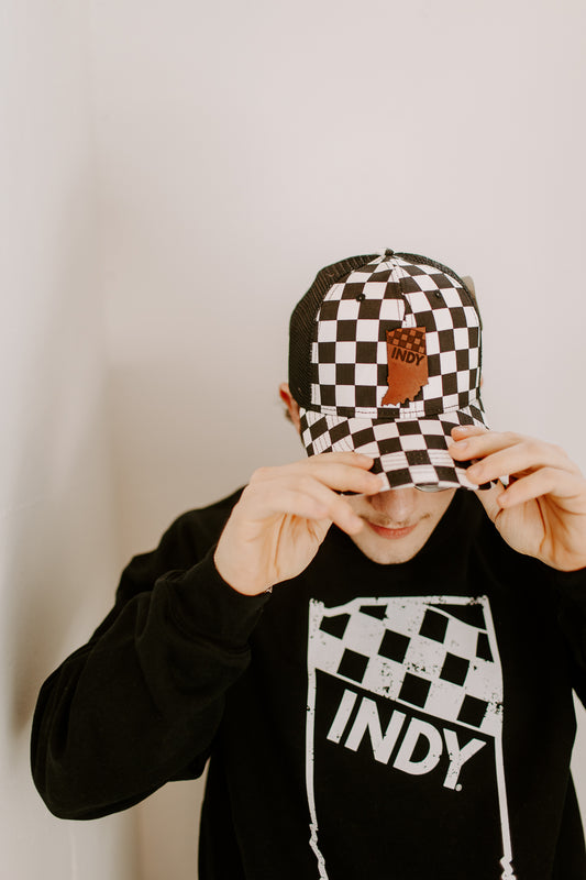 Indy Racing Leather Patch Hat - Checkered