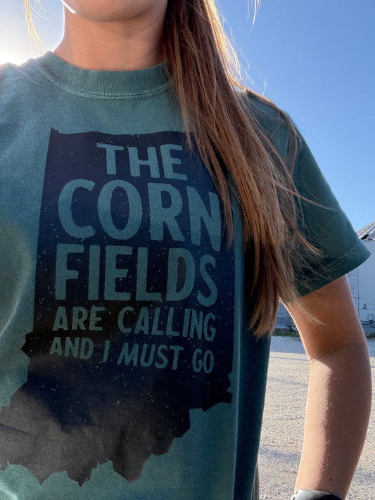 The Cornfields Are Calling Tee - Black Ink