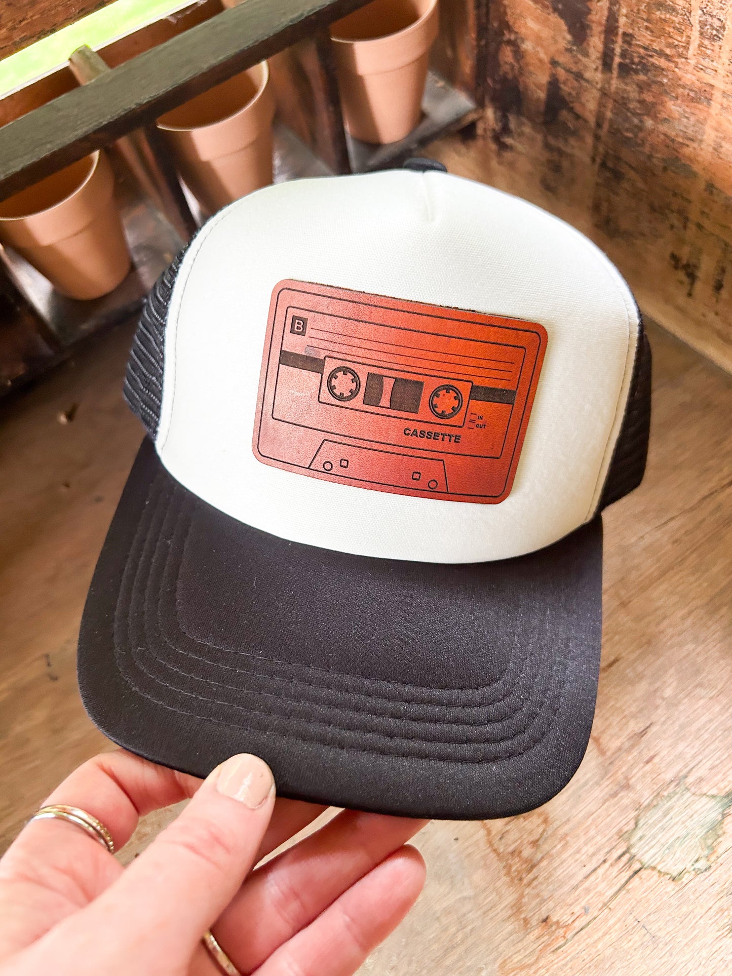 Mixed Tape Leather Patch Hat