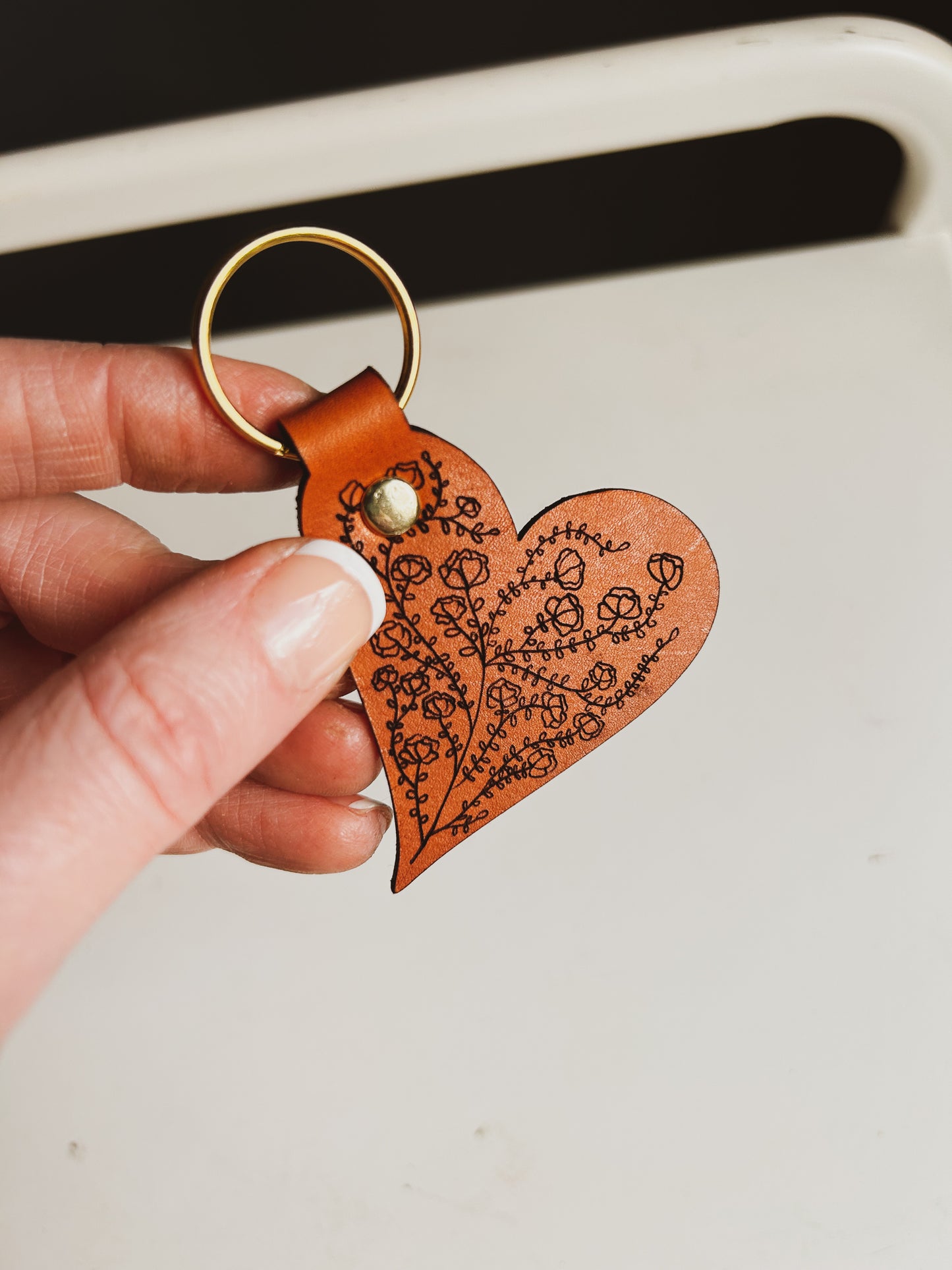 Engraved Heart Keychain