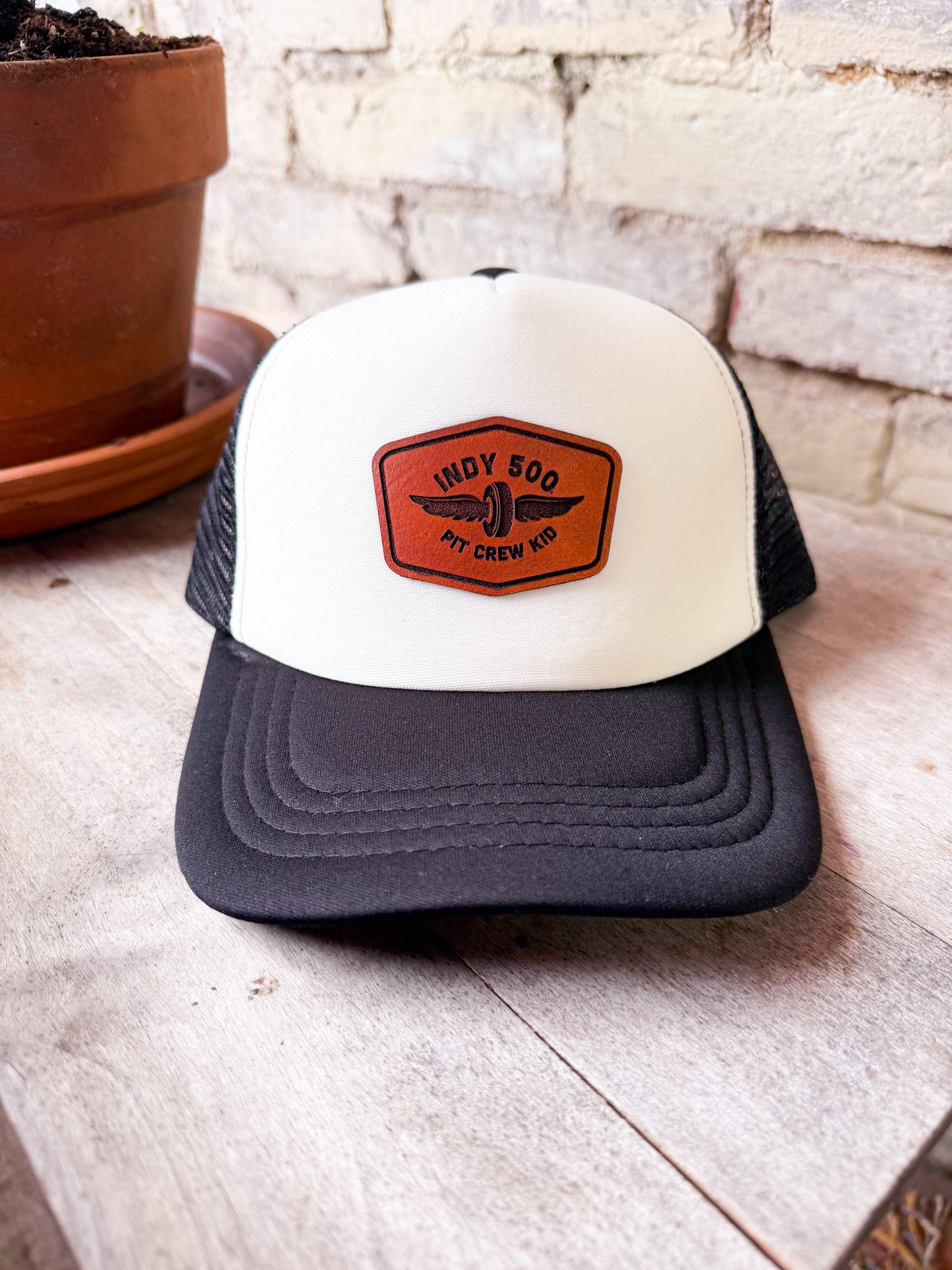 Indy 500 Pit Crew Kid Leather Patch Hat