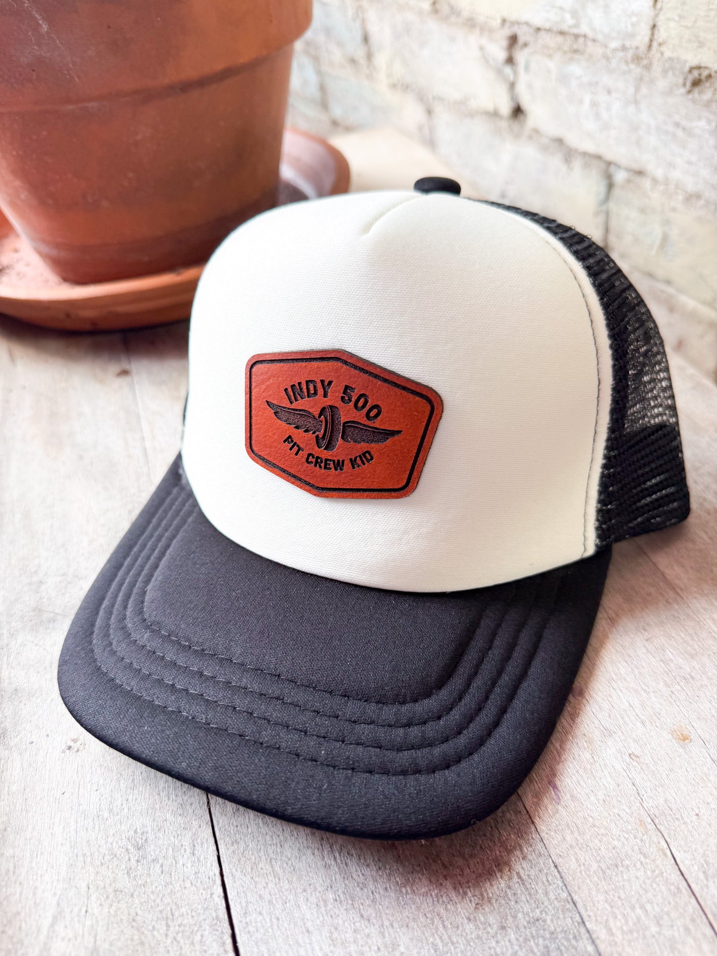 Indy 500 Pit Crew Kid Leather Patch Hat