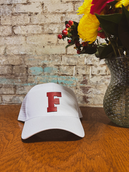 Custom Sports Letter Leather Patch Hat – White