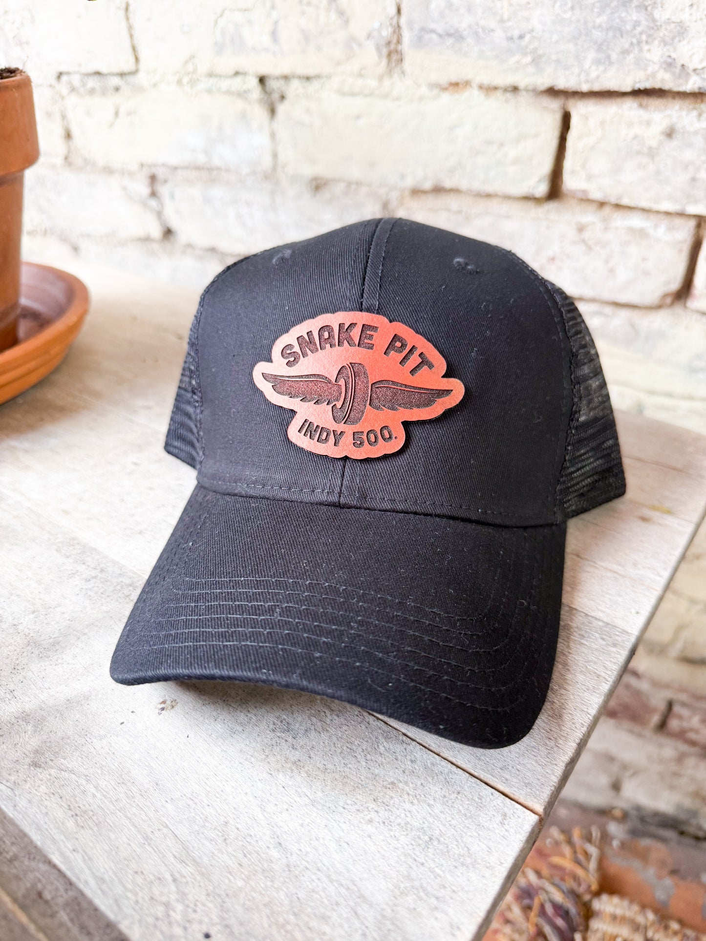 Indy 500 Snake Pit Leather Patch Hat