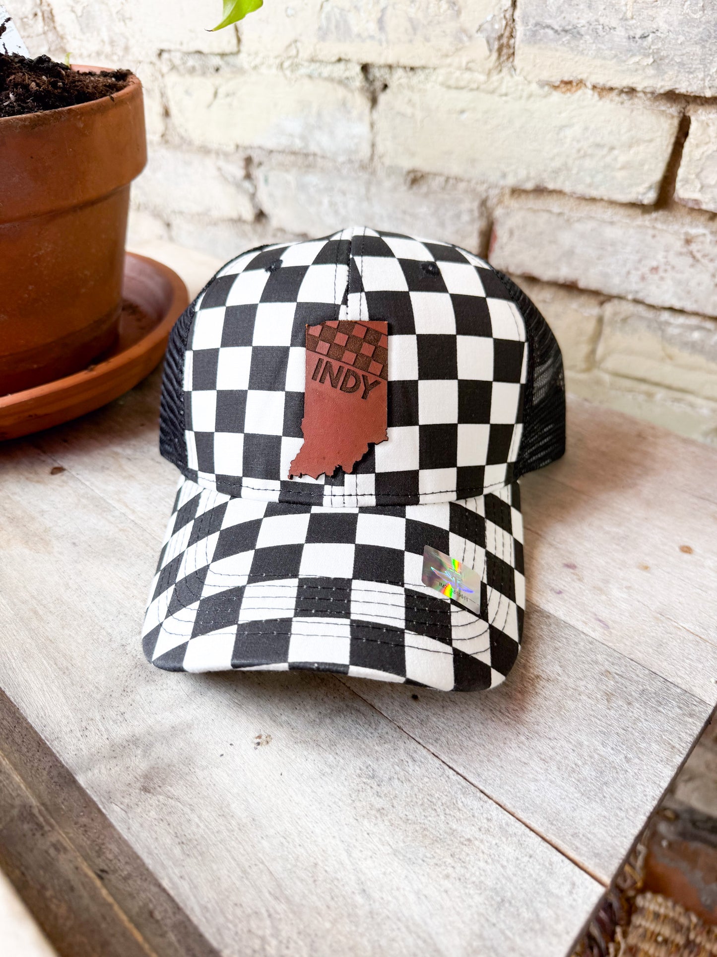 Indy Racing Leather Patch Hat - Checkered