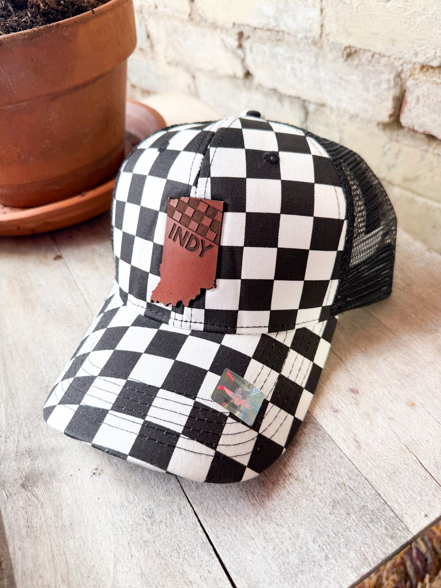 Indy Racing Leather Patch Hat - Checkered