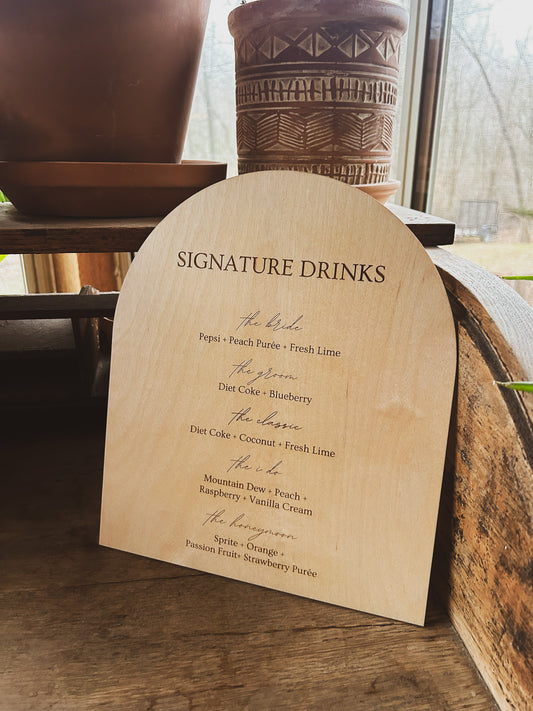 Arched Engraved Wooden Sign - 8x10 or 11x14