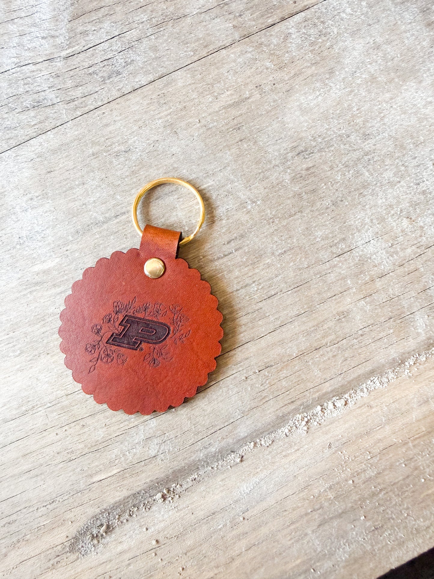 Purdue Floral Motion P Keychain