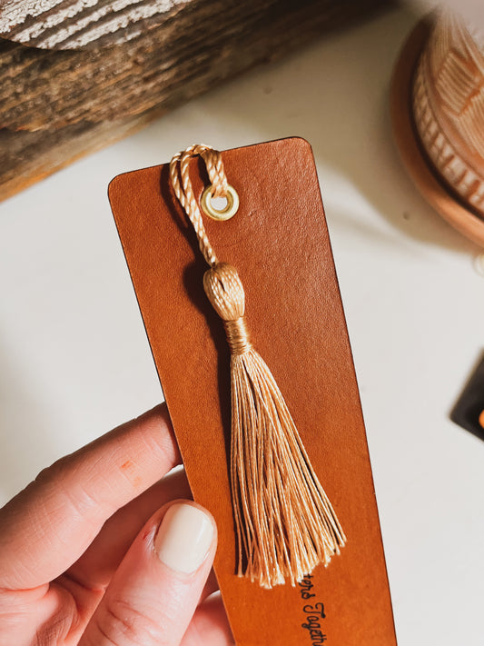 Leather Bookmark With Gold Grommet & Tassel