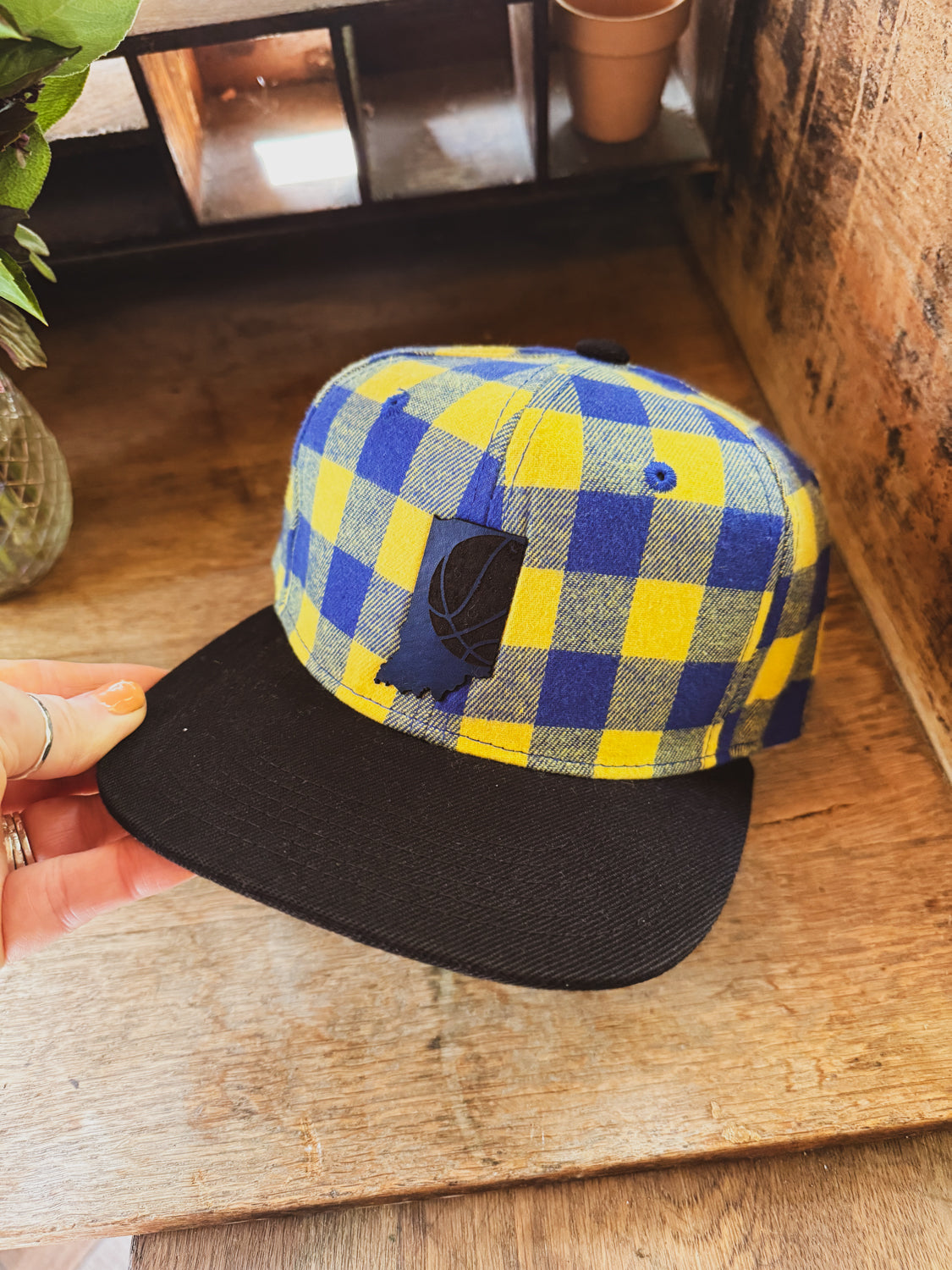 Indiana Basketball Plaid with Black Bill -  Kids Hat
