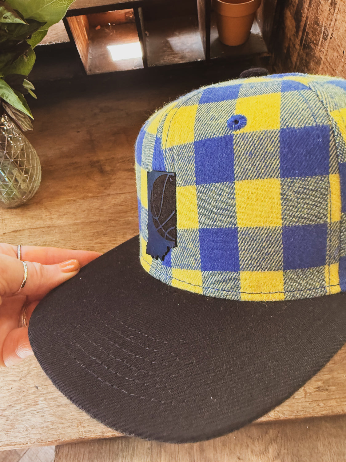 Indiana Basketball Plaid with Black Bill -  Kids Hat