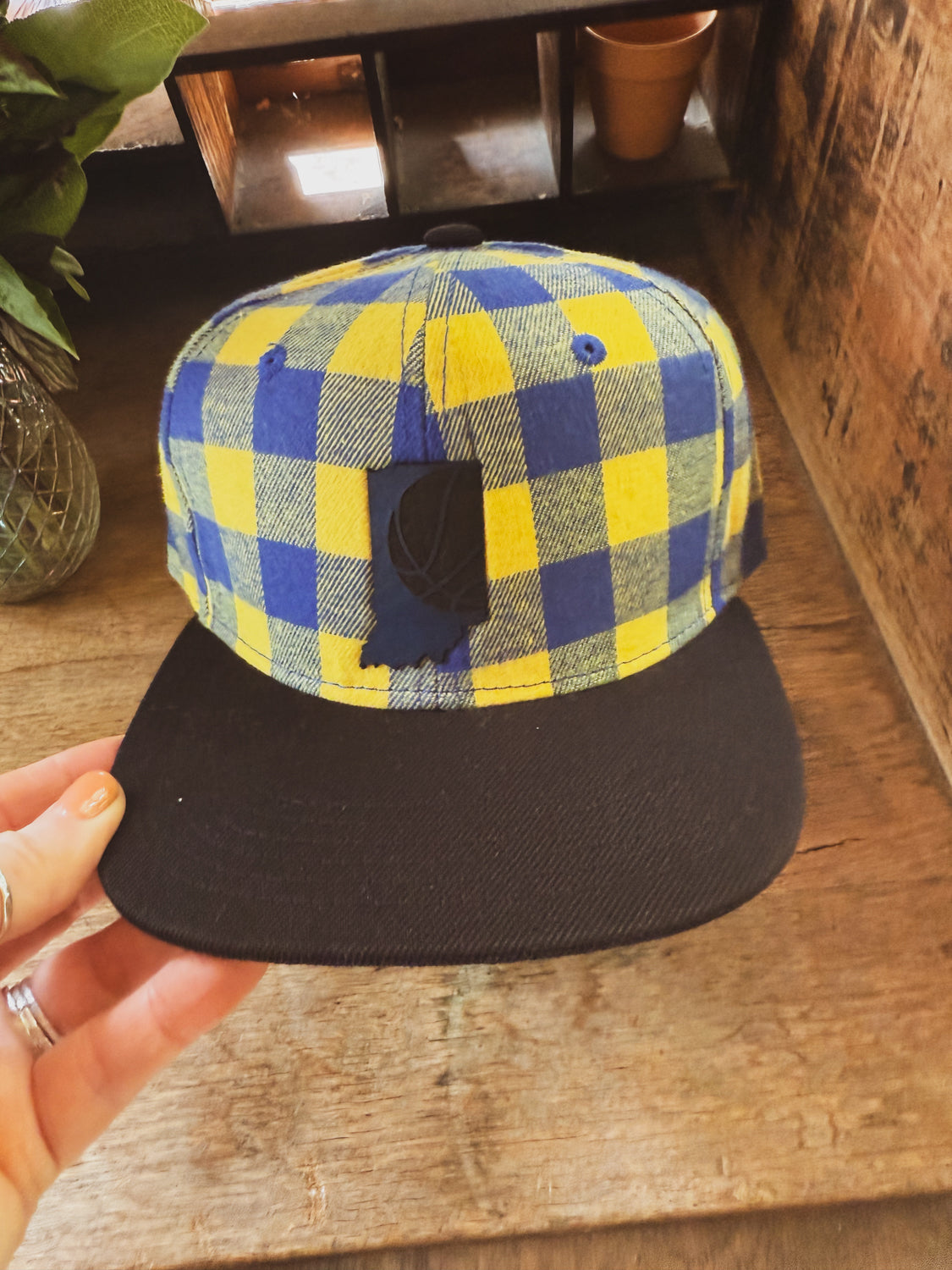 Indiana Basketball Plaid with Black Bill -  Kids Hat