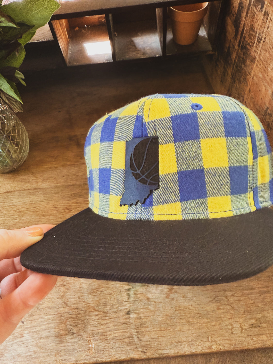 Indiana Basketball Plaid with Black Bill -  Kids Hat
