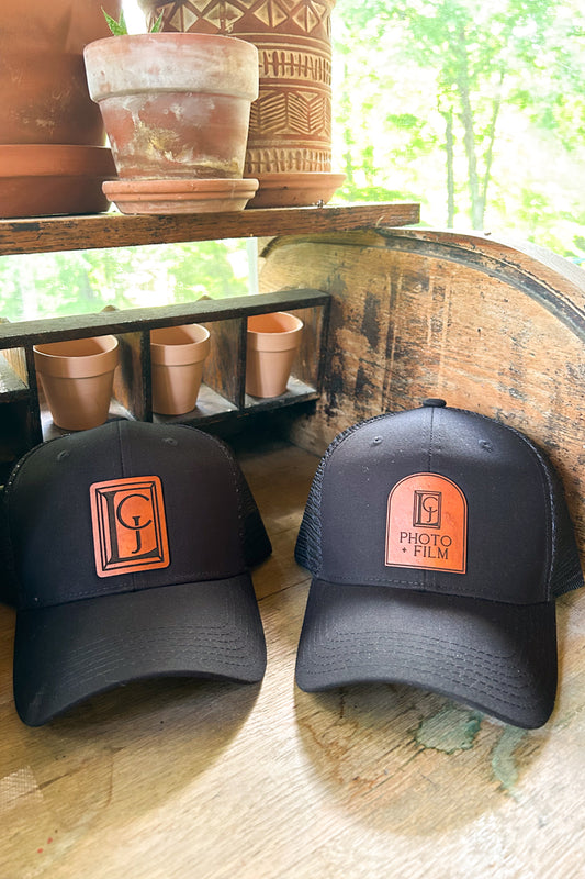 Custom Logo Leather Patch on Baseball Trucker - Adult