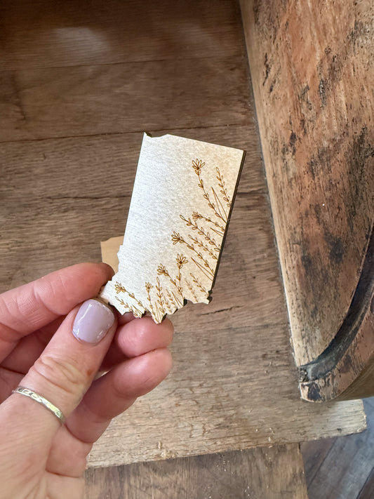 Indiana Wildflowers Wooden Magnet