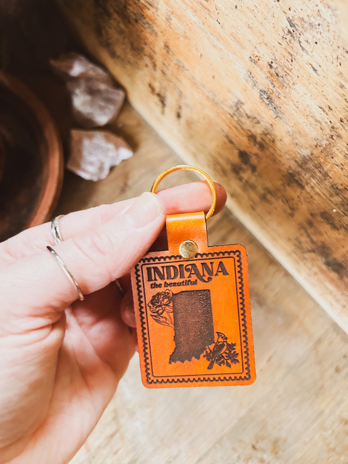 Indiana State Keychain Indiana Stamp Keychain – Left Grain®
