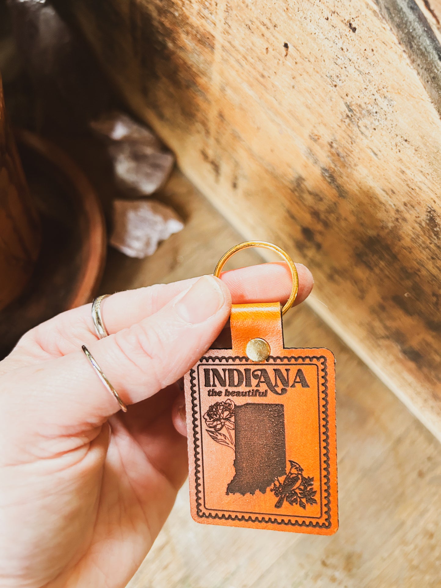 Indiana State Keychain Indiana Stamp Keychain – Left Grain®