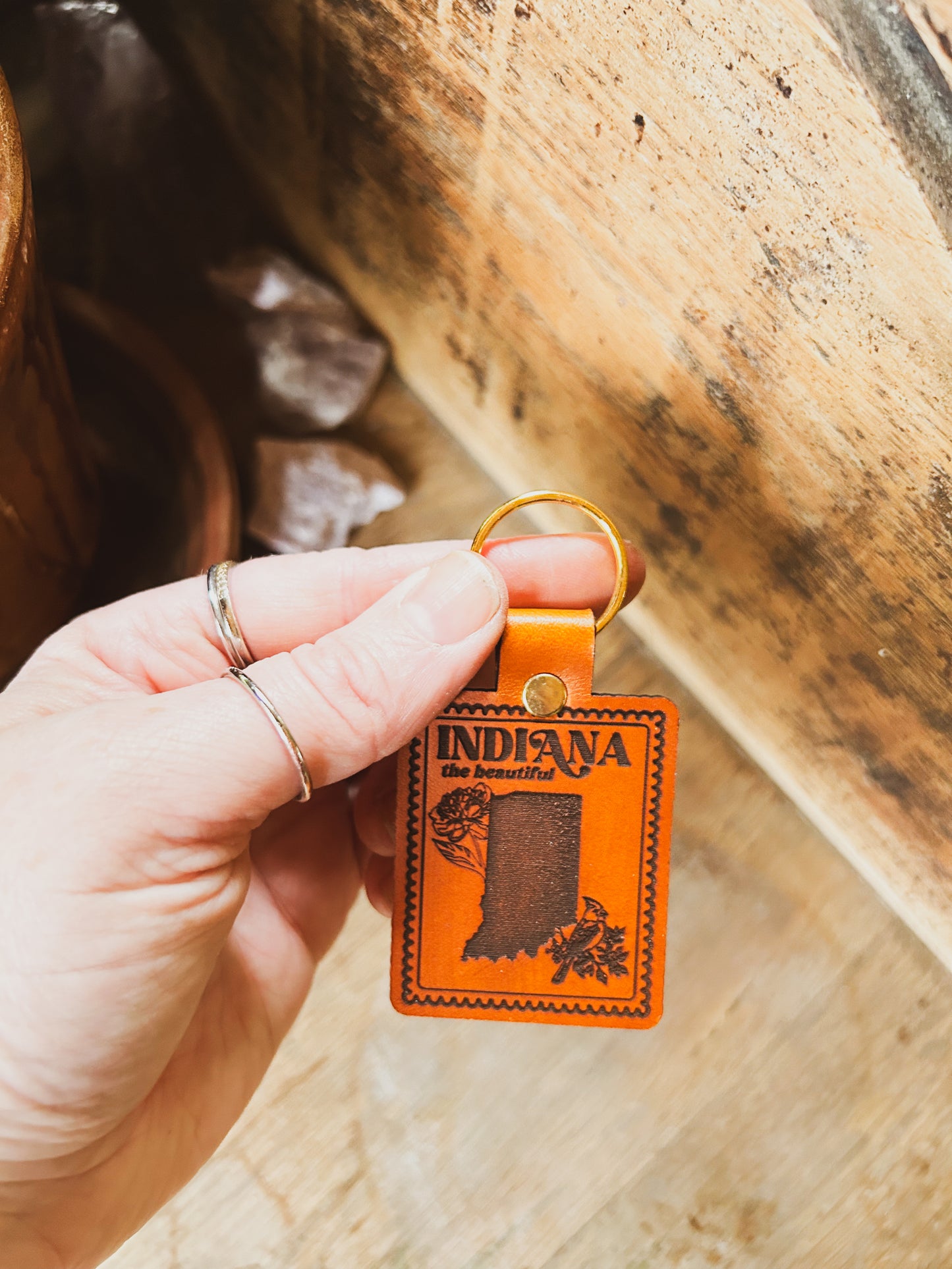 Indiana State Keychain Indiana Stamp Keychain – Left Grain®