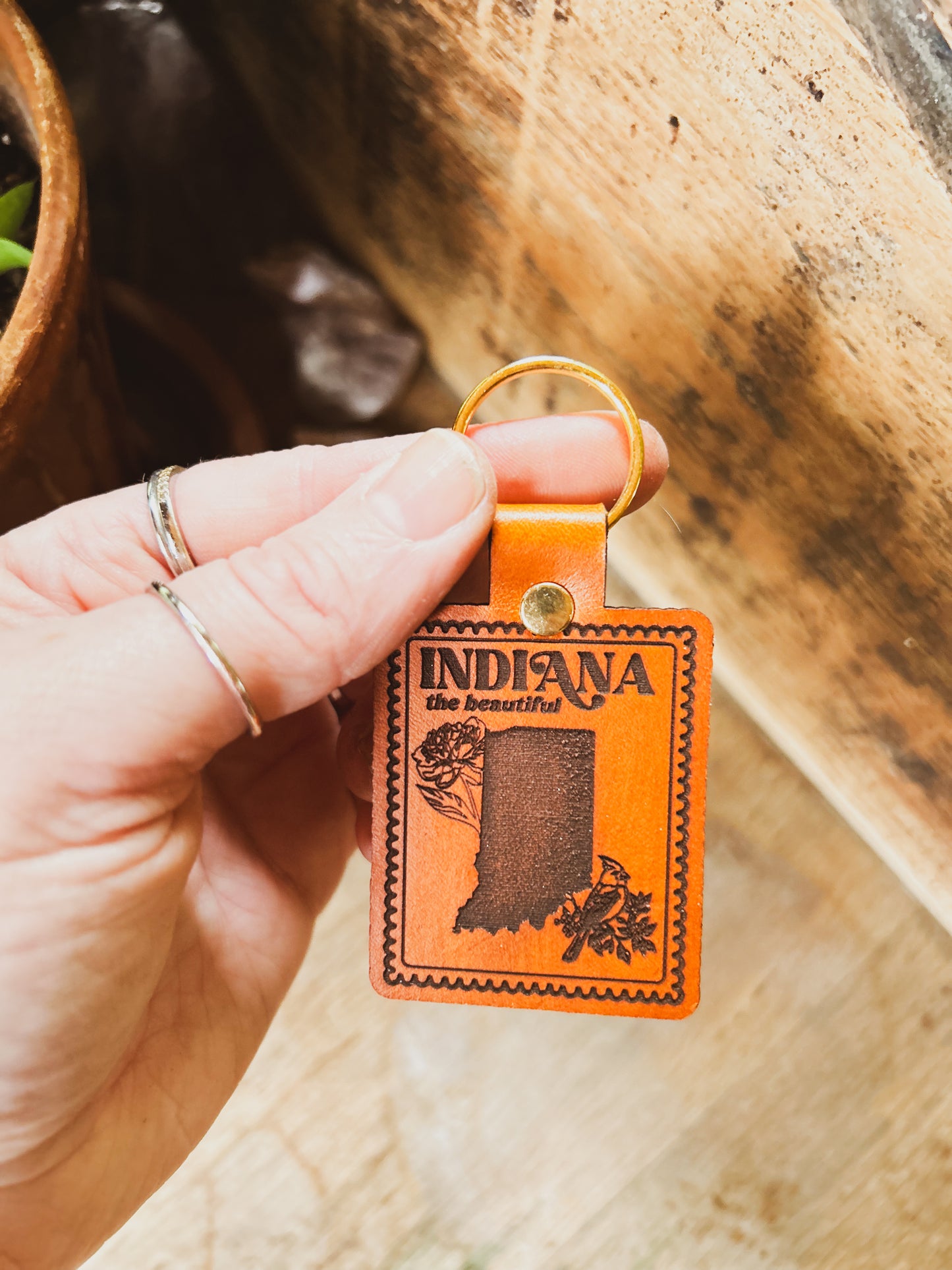Indiana State Keychain Indiana Stamp Keychain – Left Grain®