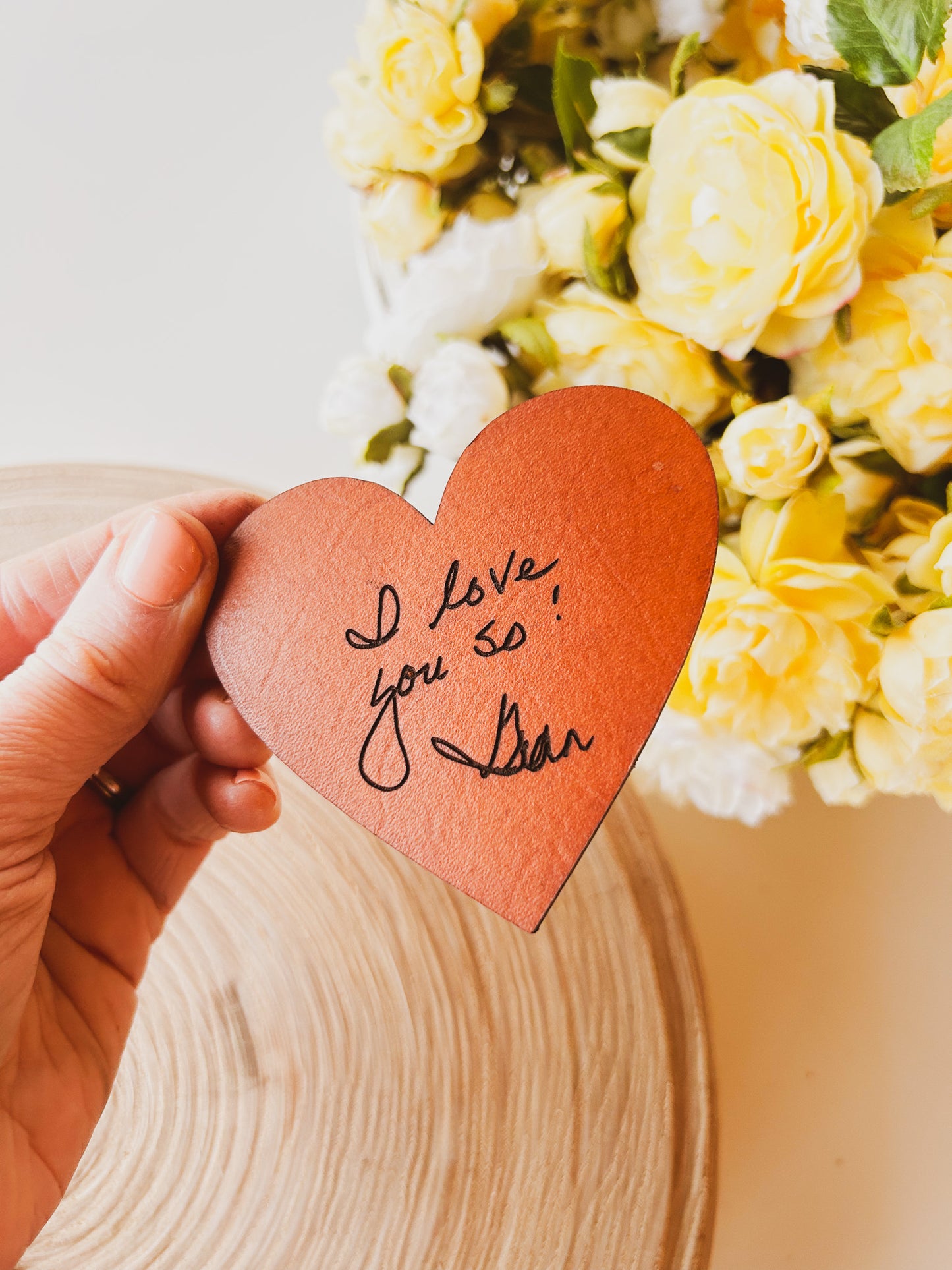 Personalized Heart Shaped Leather Bookmark