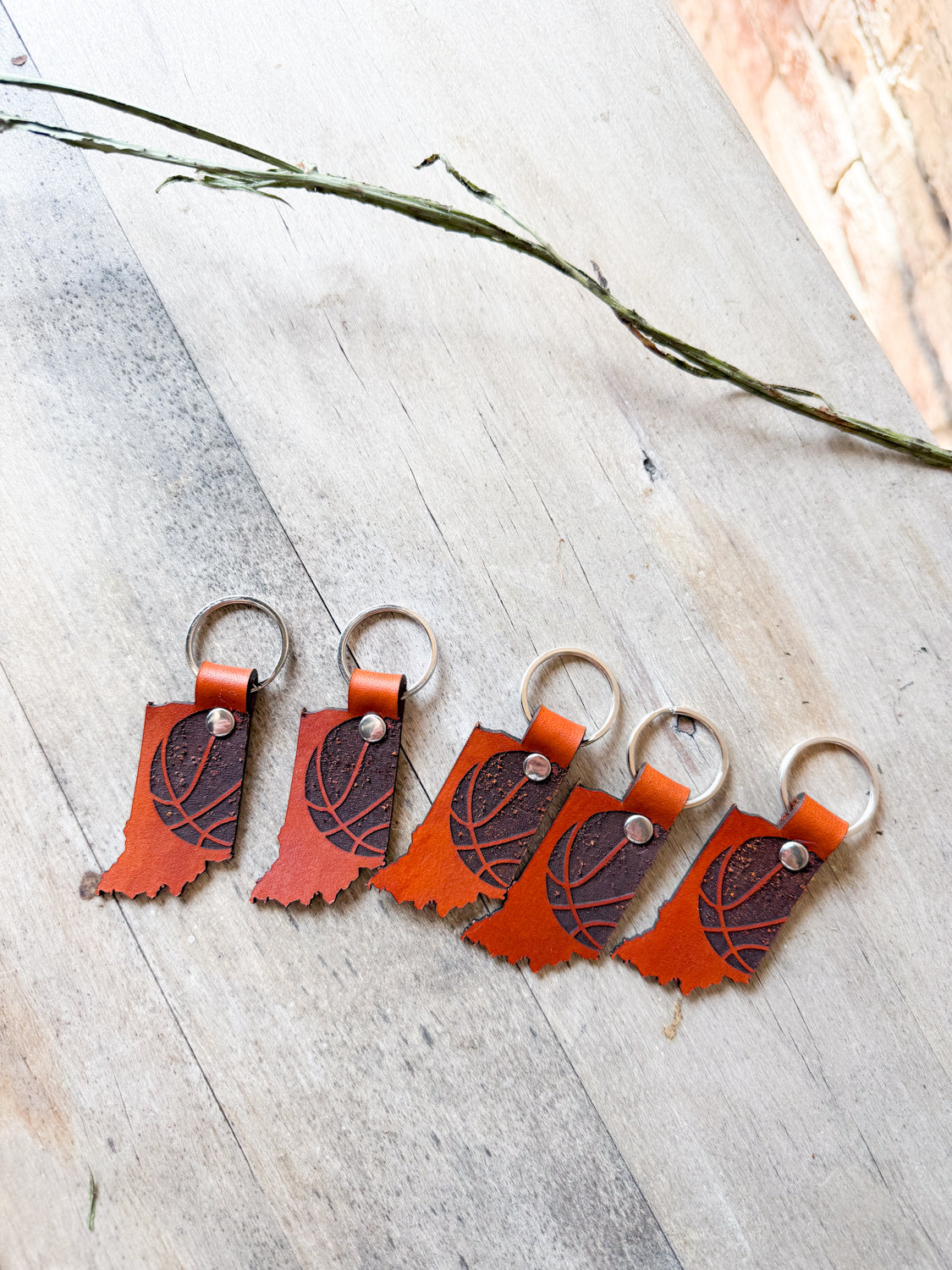 Indiana Basketball Leather Keychain