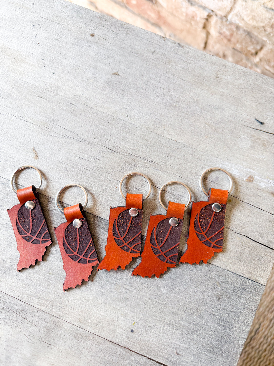 Indiana Basketball Leather Keychain
