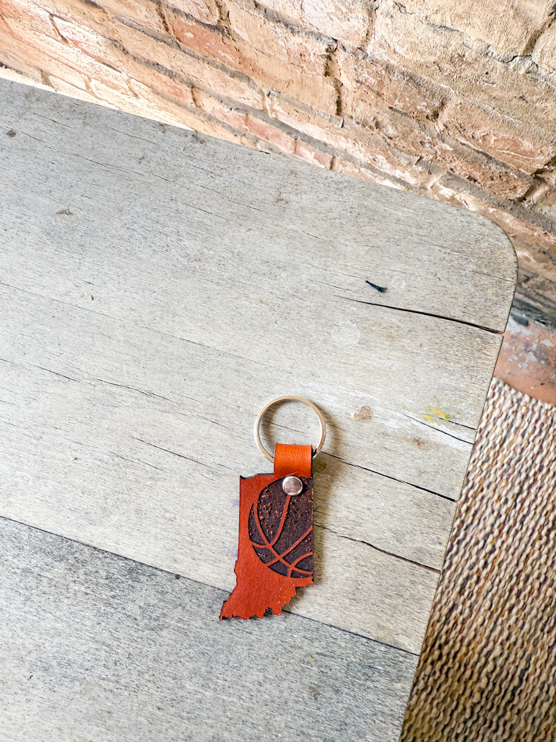 Indiana Basketball Leather Keychain