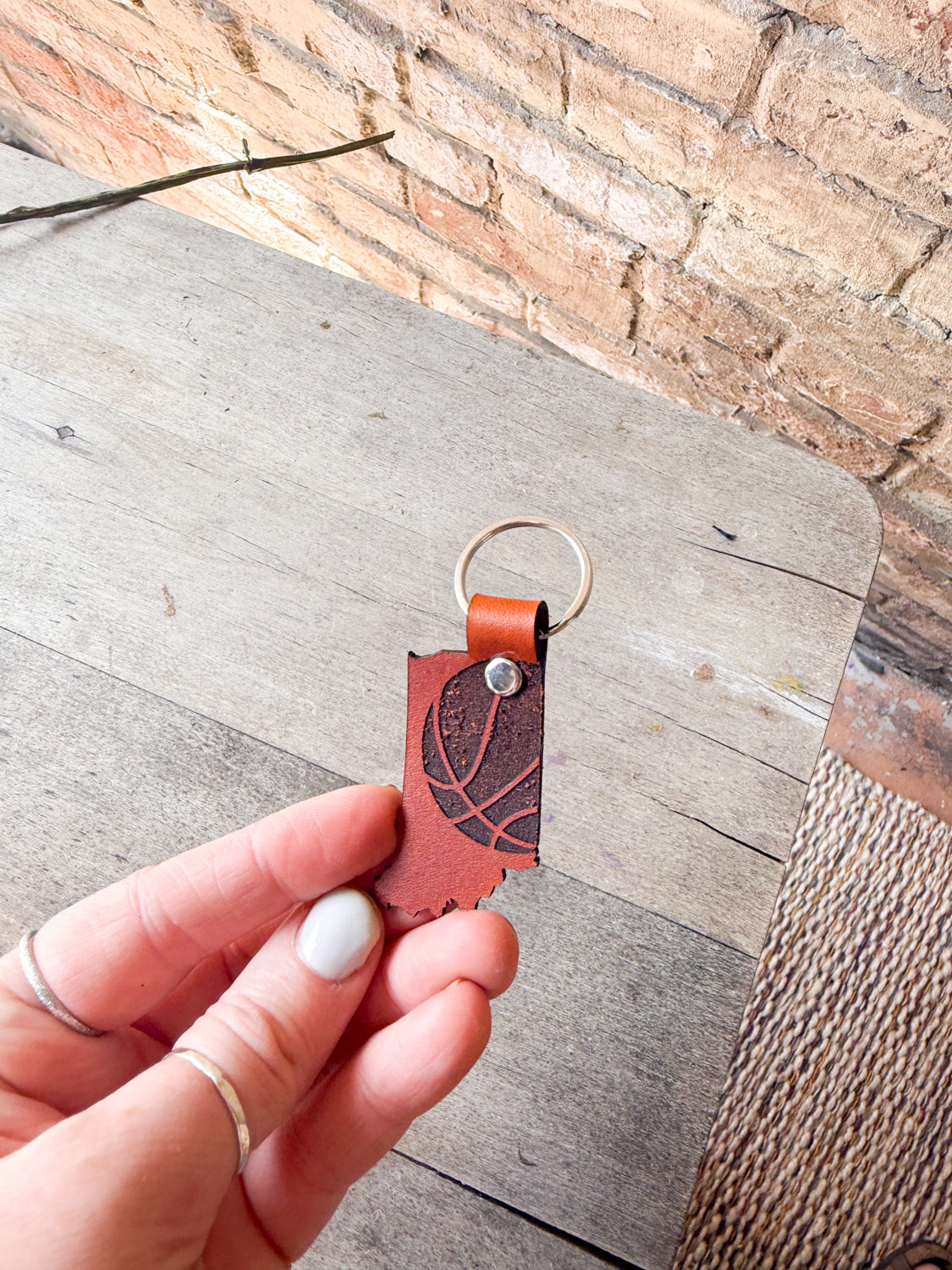 Indiana Basketball Leather Keychain