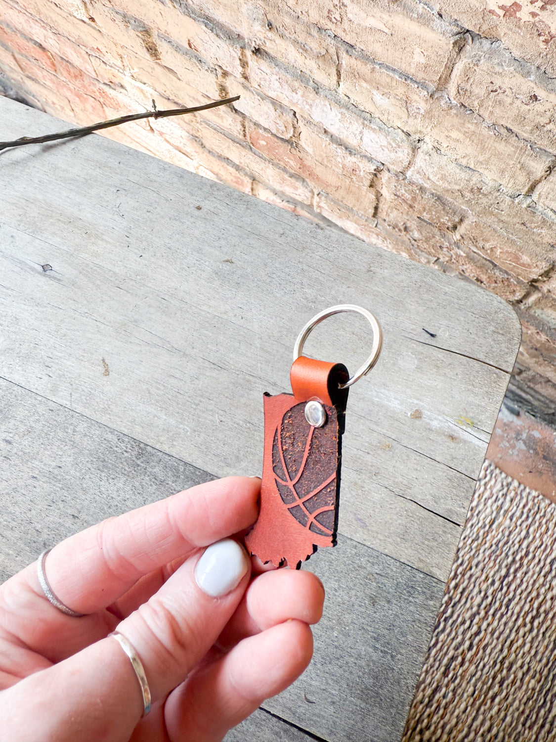 Indiana Basketball Leather Keychain